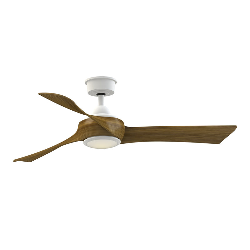 Fanimation Wrap Custom 52in Smart Ceiling Fan with LED Light | Matte White and Koa Composite Blades | Covered Patio | Model FPD8530MW-52K-LK