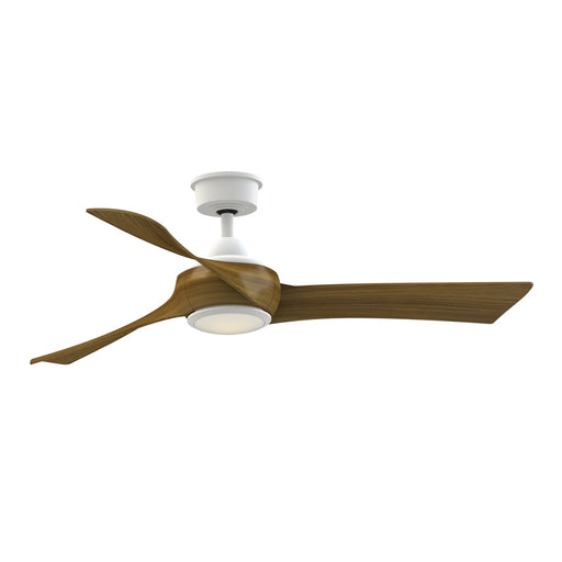 Fanimation Wrap Custom 52in Smart Ceiling Fan with LED Light | Matte White and Koa Composite Blades | Covered Patio | Model FPD8530MW-52K-LK