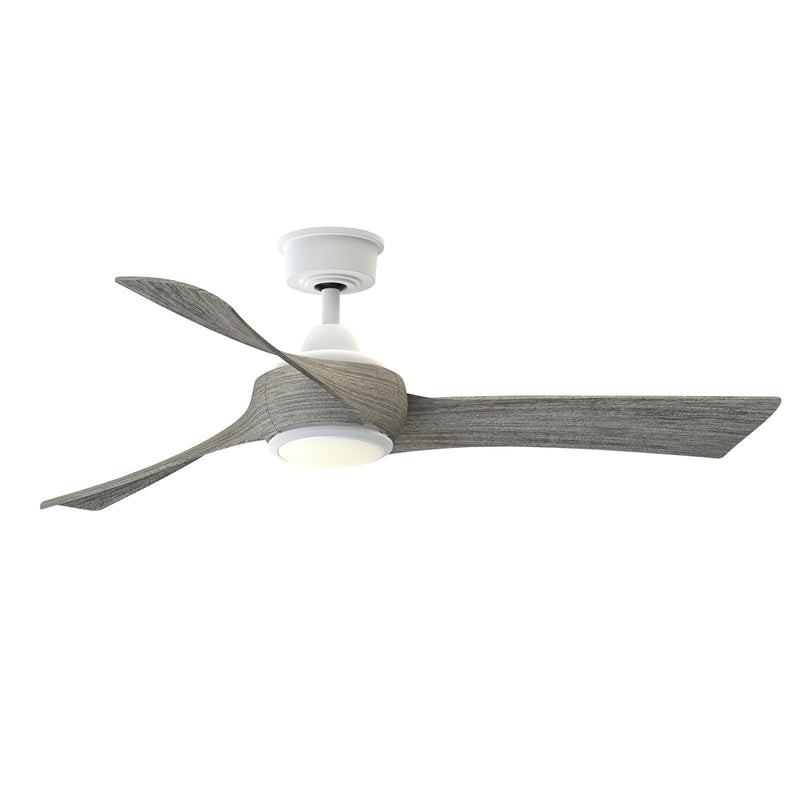 Fanimation Wrap Custom 52in 1-Light Ceiling Fan | Contemporary Matte White and Weathered Wood Composite Blades | Covered | Model FPD8530MW-52WE-LK