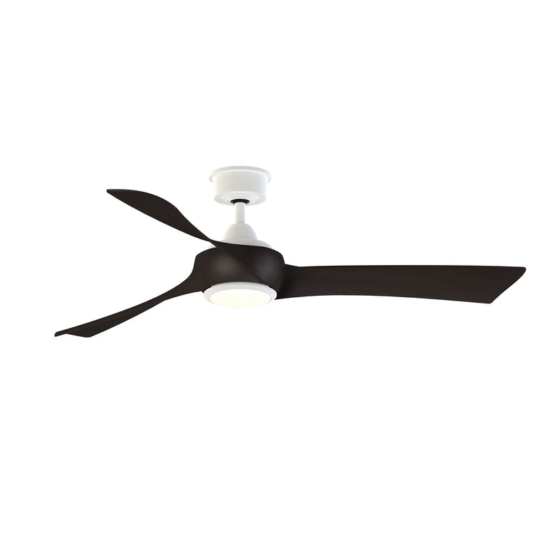 Fanimation Wrap Custom 56in 1-Light Ceiling Fan | Matte White and Dark Walnut Composite Blades | Covered Patio & Bedroom | Model FPD8530MW-56DWA-LK