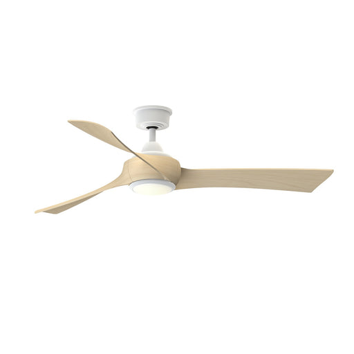 Fanimation Wrap Custom 56in 1-Light Ceiling Fan | Matte White and Natural Blades with Opal Frosted Glass | Covered Patio | Model FPD8530MW-56N-LK