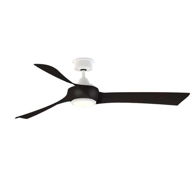 Fanimation Wrap Custom 60in Smart Ceiling Fan with LED Light Kit | Matte White and Dark Walnut Composite Blades | Covered | Model FPD8530MW-60DWA-LK