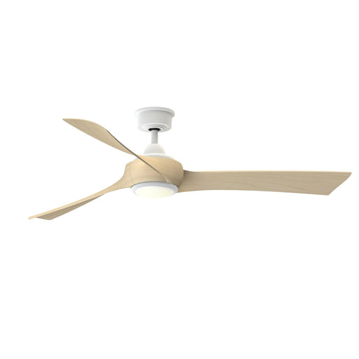 Fanimation Wrap Custom 60in Smart Ceiling Fan with LED Light | Matte White and Natural Blades with Opal Frosted Glass | Model FPD8530MW-60N-LK