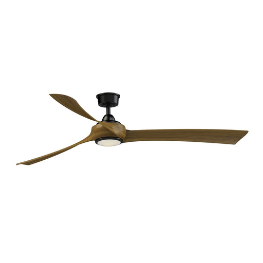 Fanimation Wrap Custom 72in 1-Light Smart Ceiling Fan | Black and Koa Composite Blades | Covered Patio & Living Room | Model FPD8531BL-72K-LK