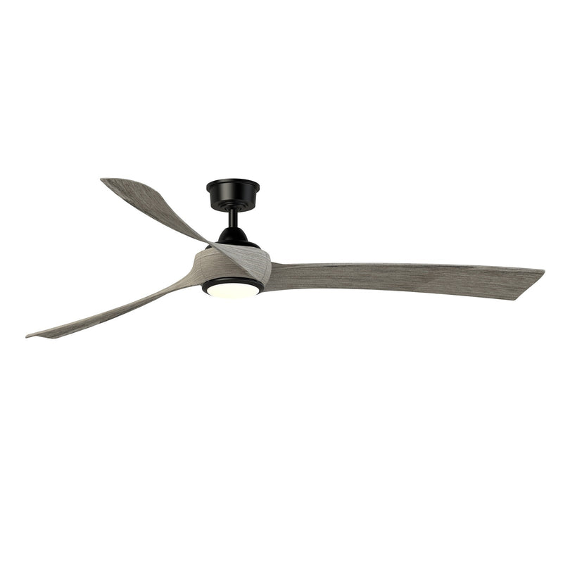 Fanimation Wrap Custom 72in 1-Light Ceiling Fan | Contemporary Black and Weathered Wood Composite | Covered Patio & Living | Model FPD8531BL-72WE-LK