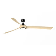 Fanimation Wrap Custom 84in 3-Light Ceiling Fan | Contemporary Black and Natural Composite Blades | Covered Patio & Great | Model FPD8531BL-84N-LK