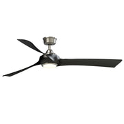 Fanimation Wrap Custom 64in 1-Light Ceiling Fan | Brushed Nickel and Black Blades | Covered Patio & Great Room | Model FPD8531BN-64BL-LK