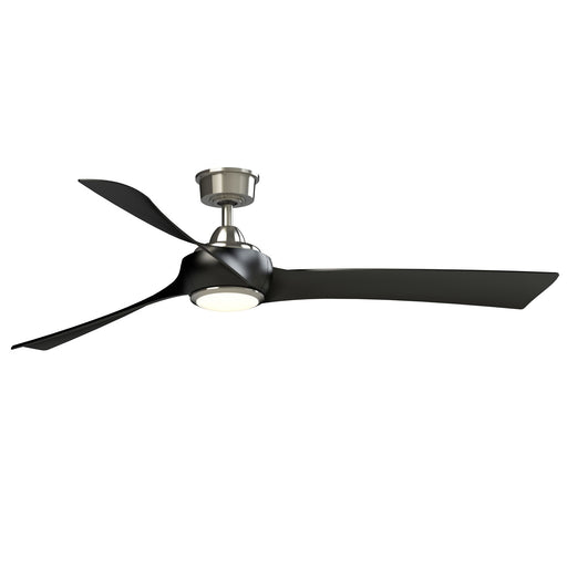 Fanimation Wrap Custom 64in 1-Light Ceiling Fan | Brushed Nickel and Black Blades | Covered Patio & Great Room | Model FPD8531BN-64BL-LK