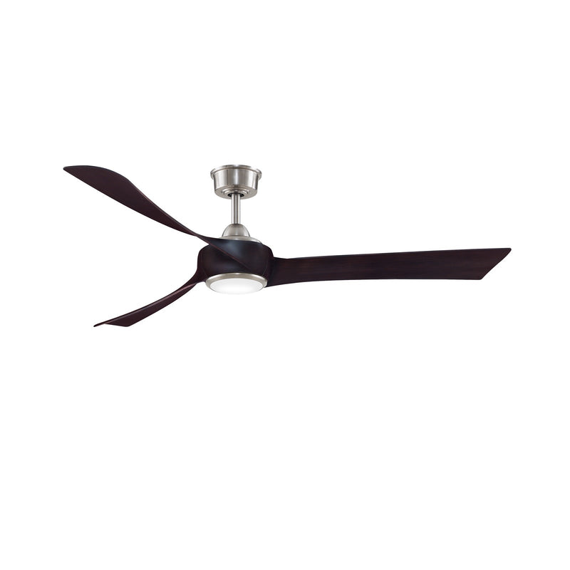 Fanimation Wrap Custom 64in 1-Light Ceiling Fan | Brushed Nickel, Dark Walnut & Opal Frosted Glass | Covered Patio | Model FPD8531BN-64DWA-LK