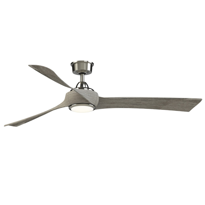 Fanimation Wrap Custom 64in 1-Light Ceiling Fan | Contemporary Brushed Nickel and Weathered Wood Composite Blades | Covered | Model FPD8531BN-64WE-LK