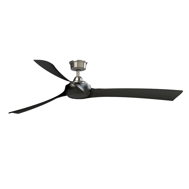 Fanimation Wrap Custom 72in Ceiling Fan | Contemporary Brushed Nickel and Black Composite Blades | Covered Patio & Great Room | Model FPD8531BN-72BL