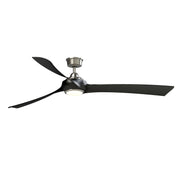 Fanimation Wrap Custom 72in 1-Light Ceiling Fan | Brushed Nickel and Black Composite Blades | Covered Patio & Sunroom | Model FPD8531BN-72BL-LK