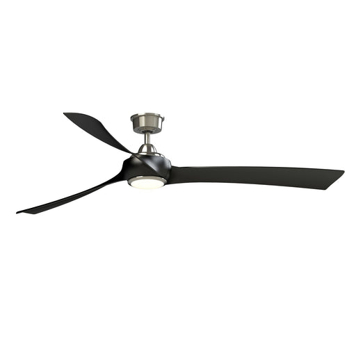 Fanimation Wrap Custom 72in 1-Light Ceiling Fan | Brushed Nickel and Black Composite Blades | Covered Patio & Sunroom | Model FPD8531BN-72BL-LK