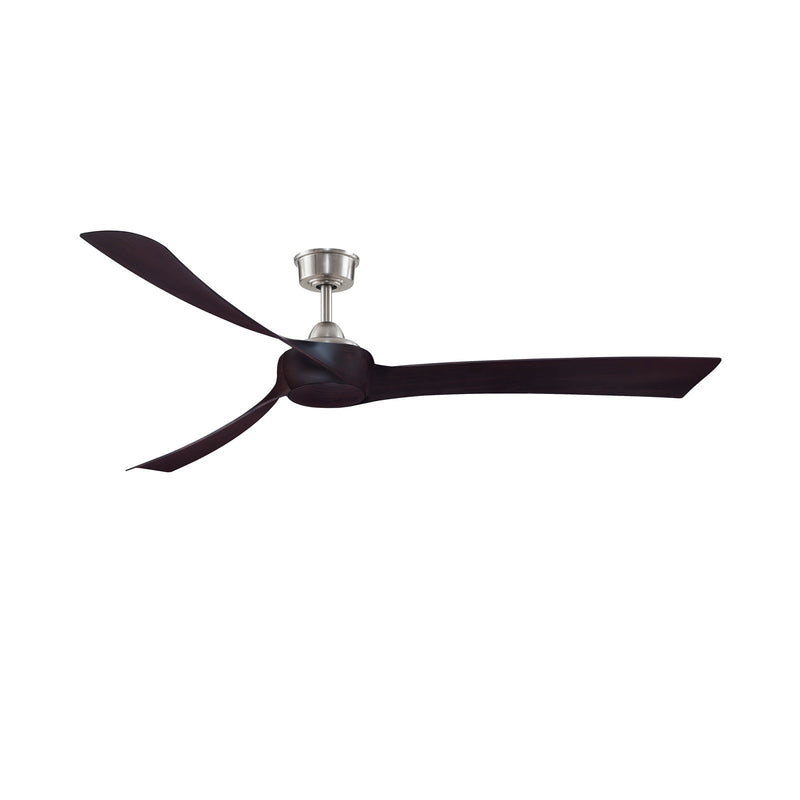 Fanimation Wrap Custom 72in Ceiling Fan | Brushed Nickel and Dark Walnut Composite Blades | Covered Patio & Sunroom | Model FPD8531BN-72DWA