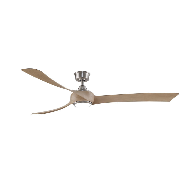 Fanimation Wrap Custom 72in 3-Light Ceiling Fan | Brushed Nickel and Natural Composite Blades | Covered Patio & Porch | Model FPD8531BN-72N-LK