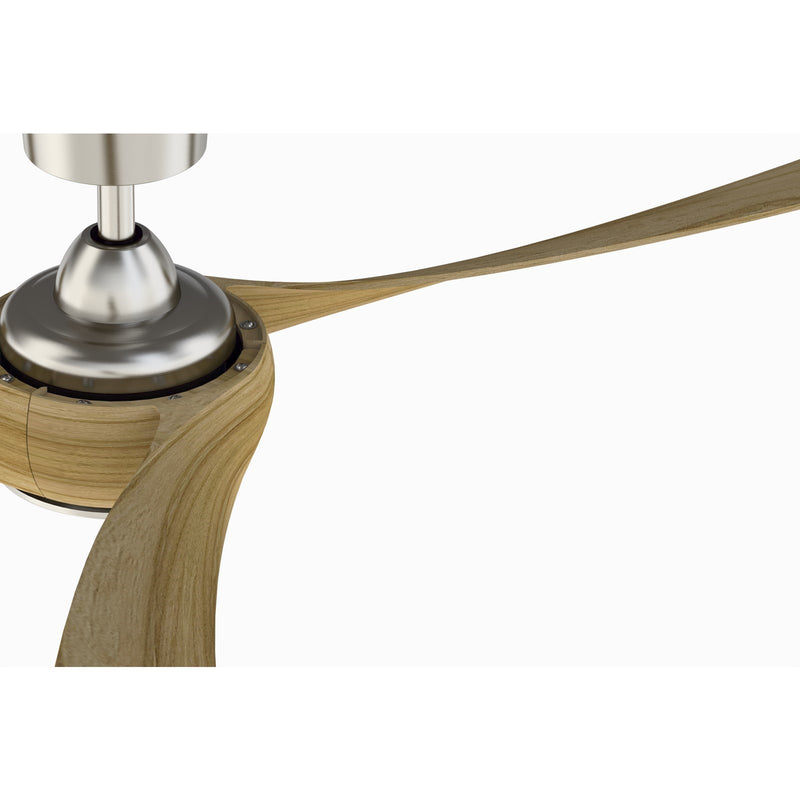 Fanimation Wrap Custom 72in 3-Light Ceiling Fan | Brushed Nickel and Natural Composite Blades | Covered Patio & Porch | Model FPD8531BN-72N-LK