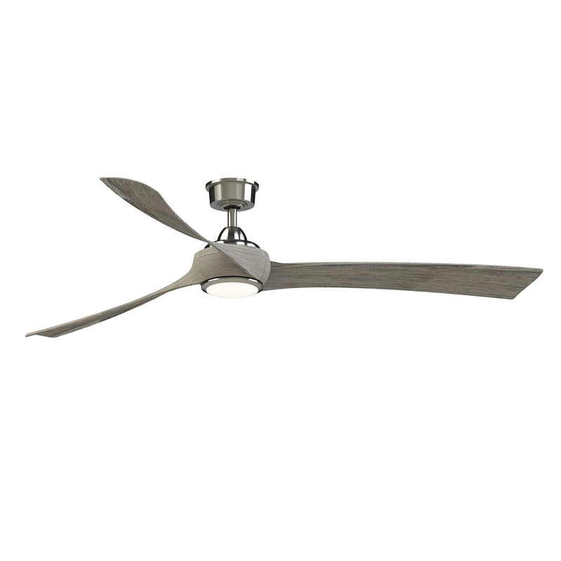 Fanimation Wrap Custom 72in 3-Light Ceiling Fan | Brushed Nickel and Weathered Wood Composite Blades | Covered Porch | Model FPD8531BN-72WE-LK