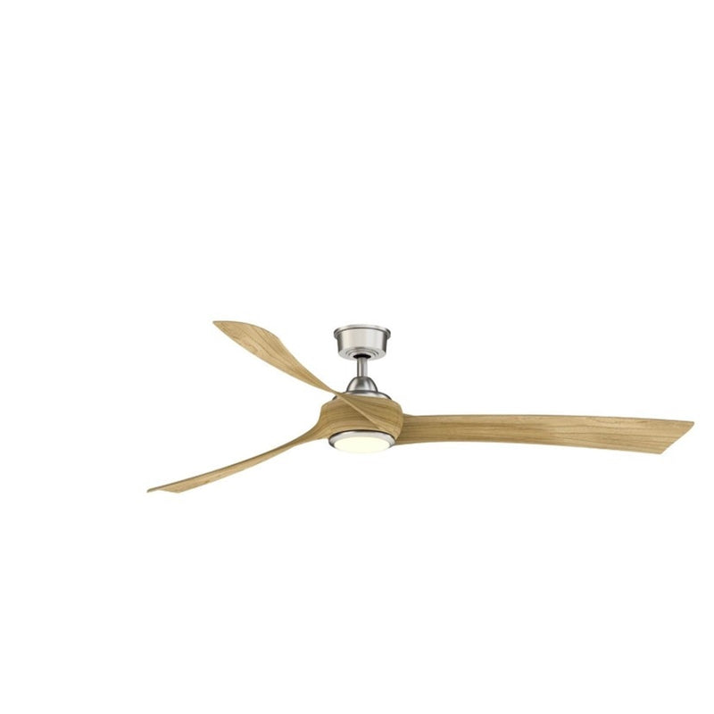 Fanimation Wrap Custom 72in 3-Light Ceiling Fan | Brushed Nickel and White Washed Composite Blades | Covered Porch | Model FPD8531BN-72WW-LKBN