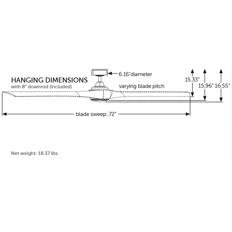 Fanimation Wrap Custom 72in 3-Light Ceiling Fan | Brushed Nickel and White Washed Composite Blades | Covered Porch | Model FPD8531BN-72WW-LKBN