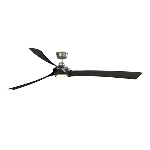 Fanimation Wrap Custom 84in 3-Blade Smart Ceiling Fan with LED Light | Modern Brushed Nickel and Black Composite | Covered | Model FPD8531BN-84BL-LK