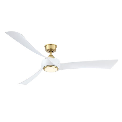 Fanimation Wrap Custom 64in 3-Blade Smart Ceiling Fan with LED Light | Brushed Satin Brass and Matte White Composite | Model FPD8531BS-64MW-LK