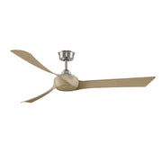 Fanimation Wrap Custom 64in 3-Blade Smart Ceiling Fan | Brushed Satin Brass and Natural Composite | Covered Patio & Living Room | Model FPD8531BS-64N