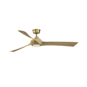 Fanimation Wrap Custom 64in 3-Blade Smart Ceiling Fan with LED Light | Brushed Satin Brass and Natural Composite | Covered | Model FPD8531BS-64N-LK