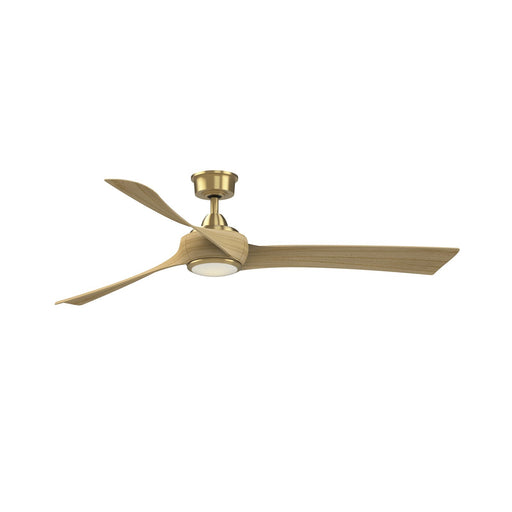 Fanimation Wrap Custom 64in 3-Blade Smart Ceiling Fan with LED Light | Brushed Satin Brass and Natural Composite | Covered | Model FPD8531BS-64N-LK