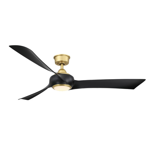 Fanimation Wrap Custom 72in 3-Blade Smart Ceiling Fan with LED Light | Brushed Satin Brass and Black Composite Blades | Model FPD8531BS-72BL-LK