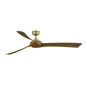 Fanimation Wrap Custom 72in 3-Blade Smart Ceiling Fan | Brushed Satin Brass and Koa Composite Blades | Covered Patio & Living | Model FPD8531BS-72K