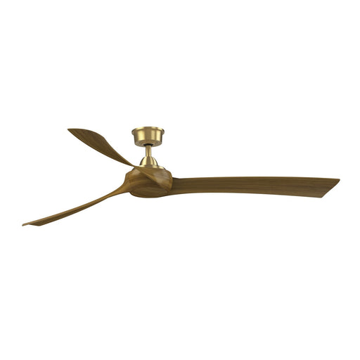 Fanimation Wrap Custom 72in 3-Blade Smart Ceiling Fan | Brushed Satin Brass and Koa Composite Blades | Covered Patio & Living | Model FPD8531BS-72K