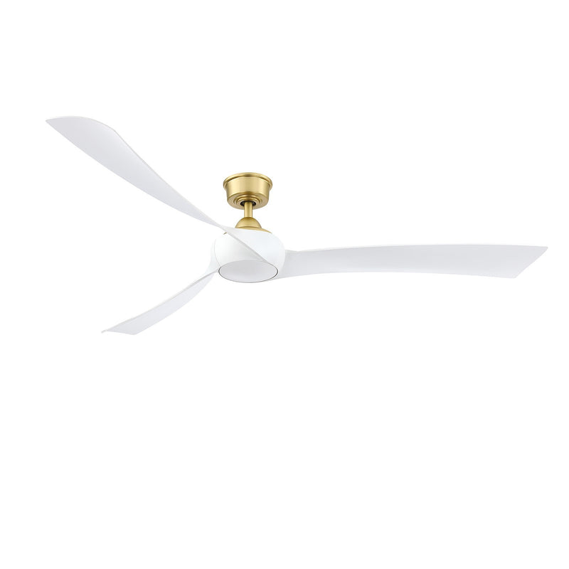 Fanimation Wrap Custom 72in Smart Ceiling Fan with LED Light | Brushed Satin Brass and Matte White Composite Blades | Model FPD8531BS-72MW-LK