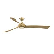Fanimation Wrap Custom 72in Smart Ceiling Fan with LED Light | Brushed Satin Brass and Natural Composite Blades | Covered | Model FPD8531BS-72N-LK