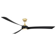 Fanimation Wrap Custom 84in 3-Blade Smart Ceiling Fan with LED Light | Brushed Satin Brass and Black Composite Blades | Model FPD8531BS-84BL-LK