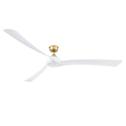 Fanimation Wrap Custom 84in 3-Blade Smart Ceiling Fan | Brushed Satin Brass and Matte White Composite Blades | Covered Patio | Model FPD8531BS-84MW