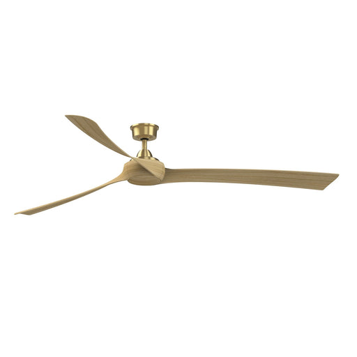 Fanimation Wrap Custom 84in 3-Blade Smart Ceiling Fan | Brushed Satin Brass and Natural Composite Blades | Covered Patio | Model FPD8531BS-84N