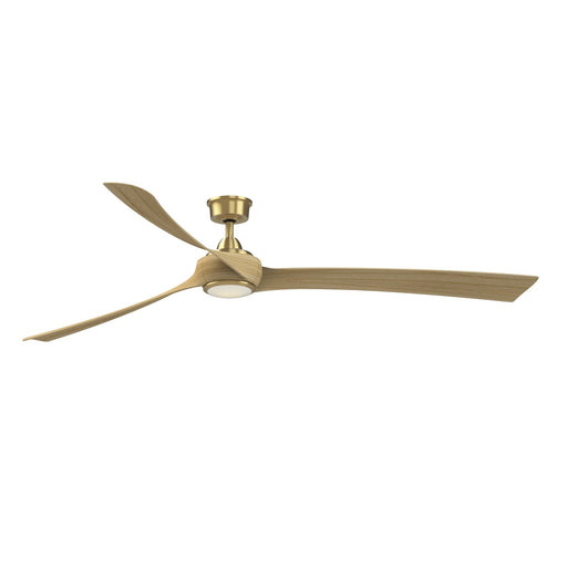 Fanimation Wrap Custom 84in 3-Blade Smart Ceiling Fan with LED Light | Brushed Satin Brass and Natural Composite Blades | Model FPD8531BS-84N-LK