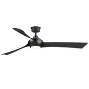 Fanimation Wrap Custom 64in 3-Blade Smart Ceiling Fan with LED Light | Dark Bronze and Black Composite Blades | Covered | Model FPD8531DZ-64BL-LK