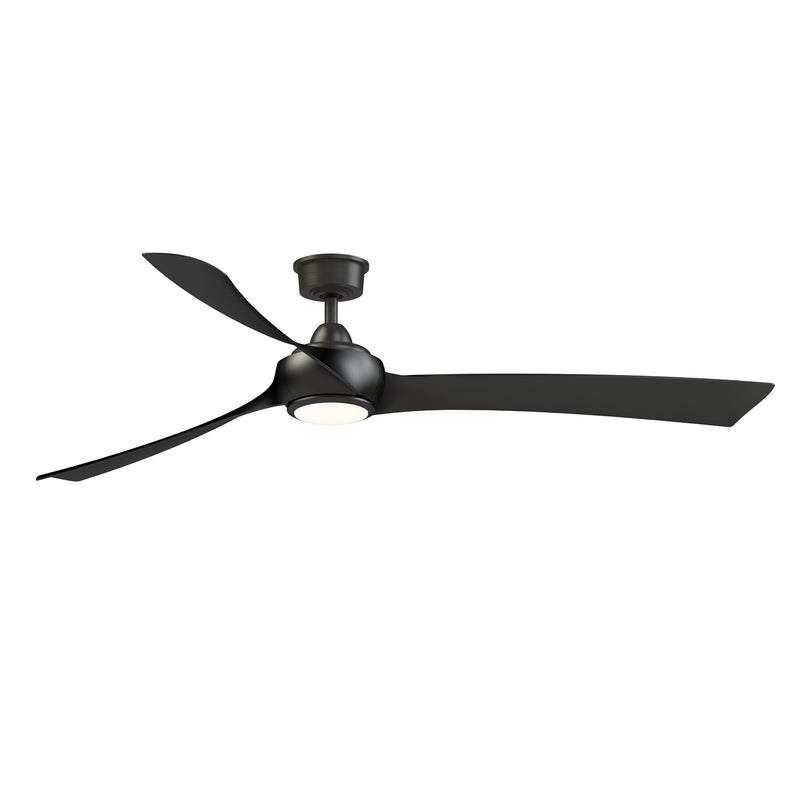 Fanimation Wrap Custom 72in 3-Blade DC Ceiling Fan with LED CCT Light Kit | Dark Bronze and Black Composite | Covered Patio | Model FPD8531DZ-72BL-LK