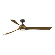 Fanimation Wrap Custom 72in 3-Blade Ceiling Fan with LED Light | Dark Bronze and Koa Composite | Covered Patio & Great Room | Model FPD8531DZ-72K-LK