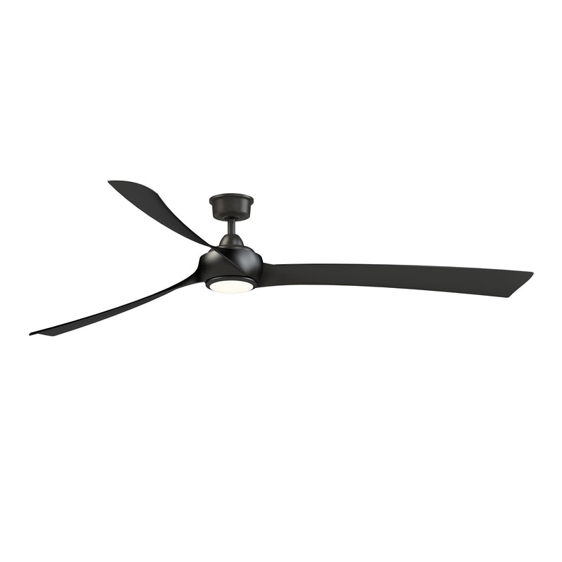 Fanimation Wrap Custom 84in 3-Blade Ceiling Fan with LED Light | Dark Bronze and Black Composite Blades | Covered Patio | Model FPD8531DZ-84BL-LK