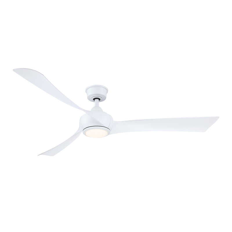 Fanimation Wrap Custom 64in 3-Blade Smart Ceiling Fan with LED Light | Matte White Composite Blades | Covered Patio | Model FPD8531MW-64MW-LK