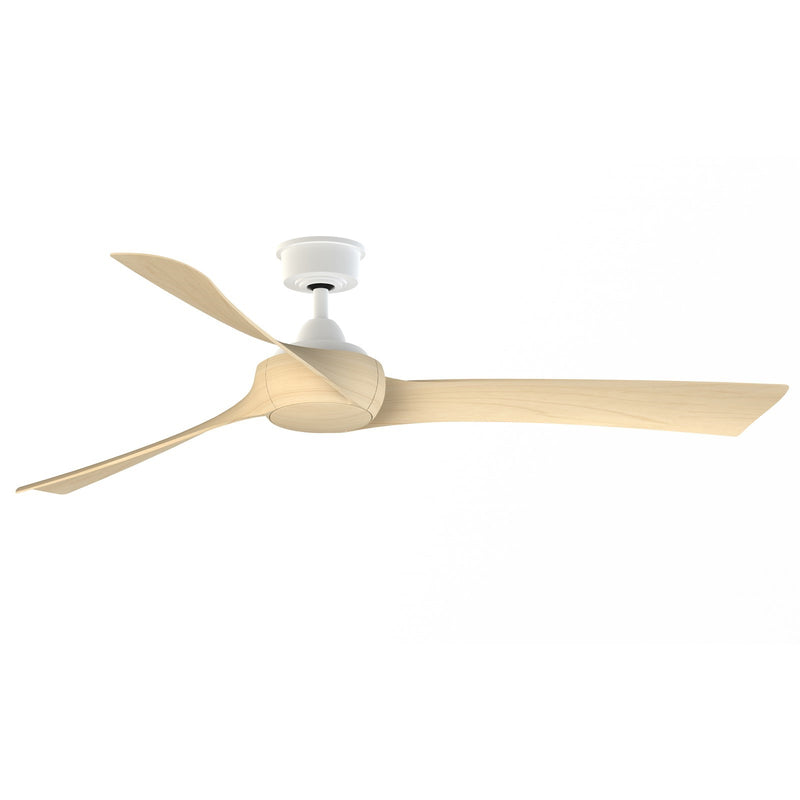 Fanimation Wrap Custom 64in Smart Ceiling Fan | Matte White and Natural Composite Blades | Covered Patio & Living Room | Model FPD8531MW-64N