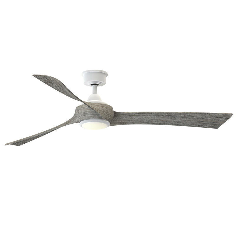 Fanimation Wrap Custom 64in Smart Ceiling Fan with LED Light | Matte White and Weathered Wood Composite Blades | Covered | Model FPD8531MW-64WE-LK
