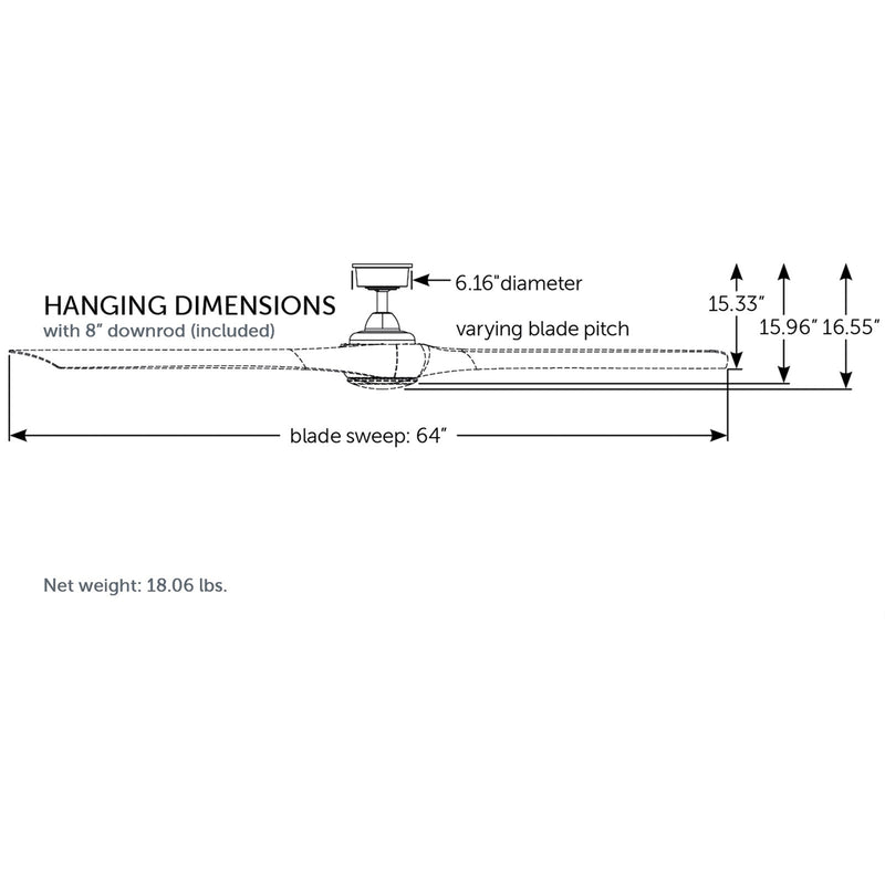 Fanimation Wrap Custom 64in Smart Ceiling Fan with LED Light | Matte White and Weathered Wood Composite Blades | Covered | Model FPD8531MW-64WE-LK