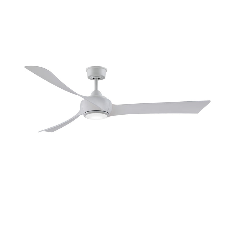 Fanimation Wrap Custom 64in 3-Blade Smart Ceiling Fan with LED Light Kit | Matte White and White Washed Composite Blades | Model FPD8531MW-64WW-LK