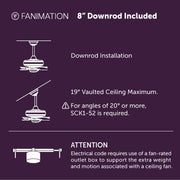 Fanimation Wrap Custom 72in Smart Ceiling Fan | Matte White and Matte White Composite Blades | Covered Patio & Living Room | Model FPD8531MW-72MW