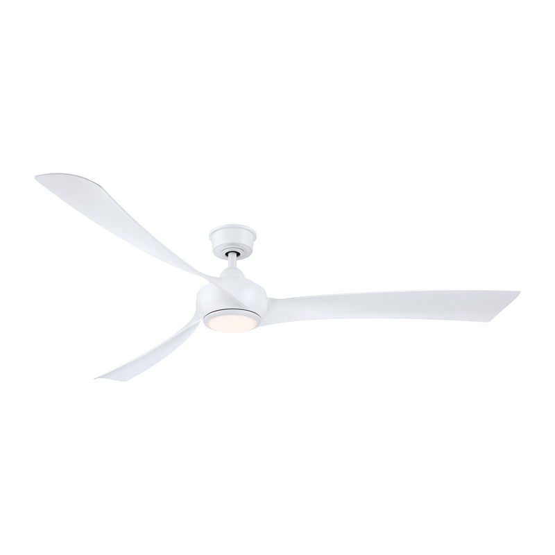 Fanimation Wrap Custom 72in Smart Ceiling Fan with LED Light | Matte White and Matte White Composite Blades | Covered Patio | Model FPD8531MW-72MW-LK