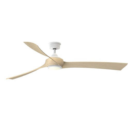 Fanimation Wrap Custom 72in 3-Blade Smart Ceiling Fan with LED Light Kit | Matte White and Natural Composite Blades | Model FPD8531MW-72N-LK