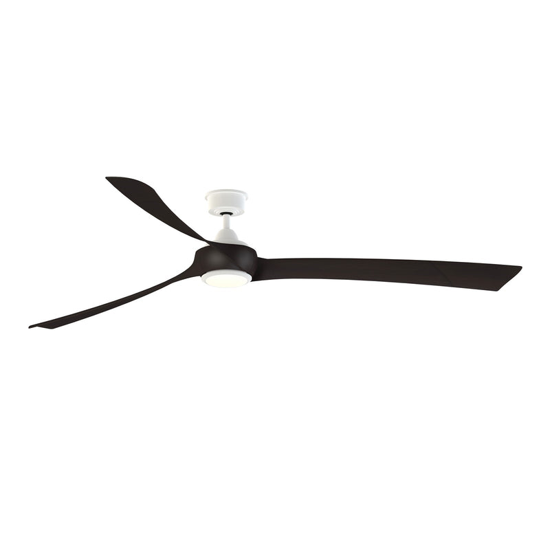Fanimation Wrap Custom 84in 3-Blade Smart Ceiling Fan with LED Light Kit | Matte White and Dark Walnut Composite Blades | Model FPD8531MW-84DWA-LK